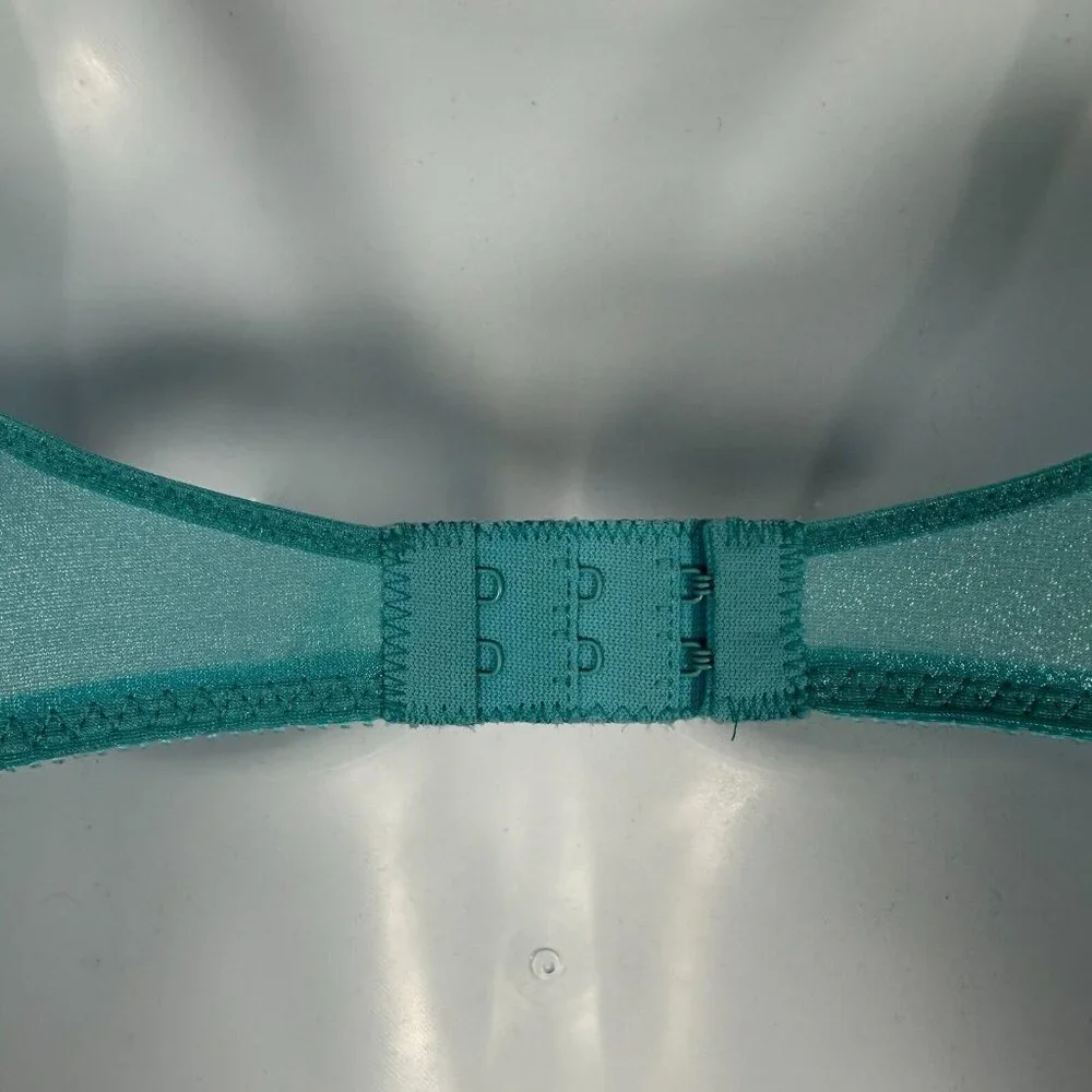 New Vintage Warners 34D Womens Bra Blue Sheer‎ 1516 Adjustable Underwire